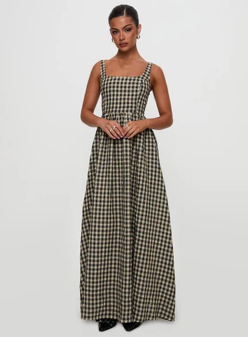 Cartmel Check Maxi Dress Black / Cream Petite | Princess Polly US
