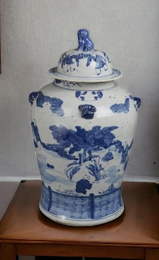 19" Antique Like Finish Blue and White Ginger Jars Porcelain Children Play Temple Ceramic Ginger ... | Amazon (US)