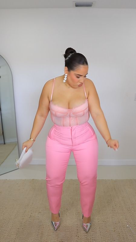 MIDSIZE VALENTINE’S LOOK🩷 Amazon Fashion find – pink trousers and a corset top – Valentine's vibes! Top: XL // Pants: L // Undie: L 

curvy size 10/12 outfit inspos, Valentine’s Day outfits, outfits with trousers, busty corset tops, midsize outfit ideas, affordable everyday outfits

#LTKstyletip #LTKmidsize #LTKVideo