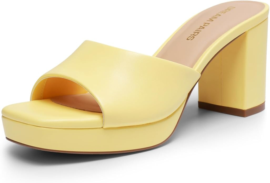DREAM PAIRS Women's Platform Block Heel Mule Sandals, Square Toe Ankle Strap Slip On Comfortable ... | Amazon (US)