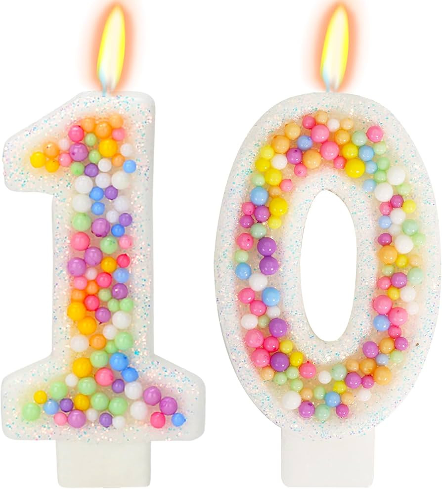 FAMGift 10th Birthday Candle for Cake, Colorful Macaron Numeral Candles for Boys/Girls, Theme Bir... | Amazon (US)