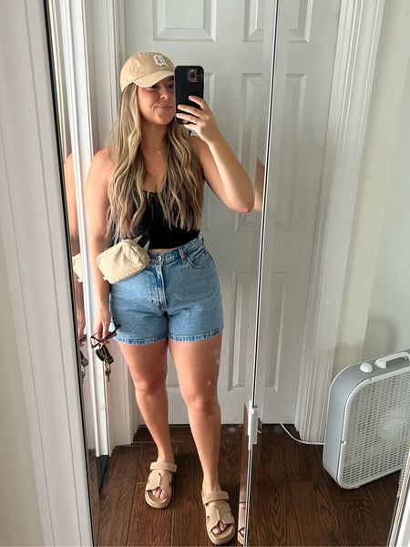 Abercrombie tank and shorts on sale! Wearing a small in the tank, 30 in shorts. Target sandals are TTS. Summer outfit. Spring outfit. Tan sandals. 

#LTKMidsize #LTKFindsUnder50 #LTKShoeCrush