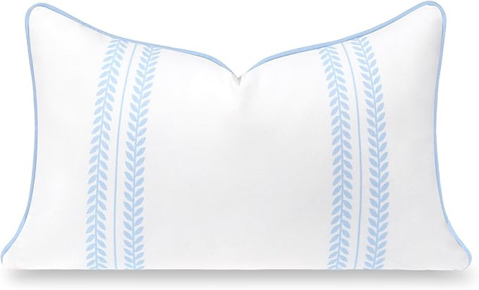Hofdeco Premium Coastal Grandmillennial Patio Indoor Outdoor Lumbar Pillow Cover Only, 12"x20" Wa... | Amazon (US)