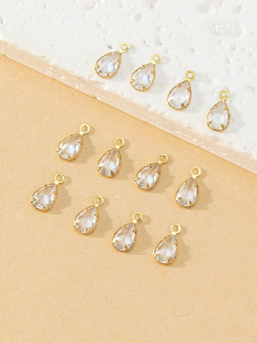 10pcs/set Cubic Zirconia Water-drop DIY Pendant | SHEIN