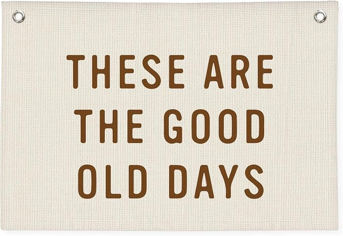 These Are The Good Old Days Sign, Linen Canvas Wall Hanging Flag, Trendy Retro Nostalgic Inspirat... | Amazon (US)