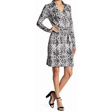 Romeo and Juliet Couture BLACK/WHITE COMBO Pattern Wrap Dress, US X-Small | Walmart (US)