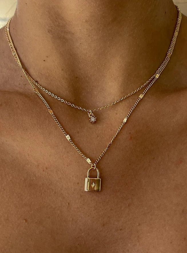 Santino Lock Necklace Pack Gold | Princess Polly US