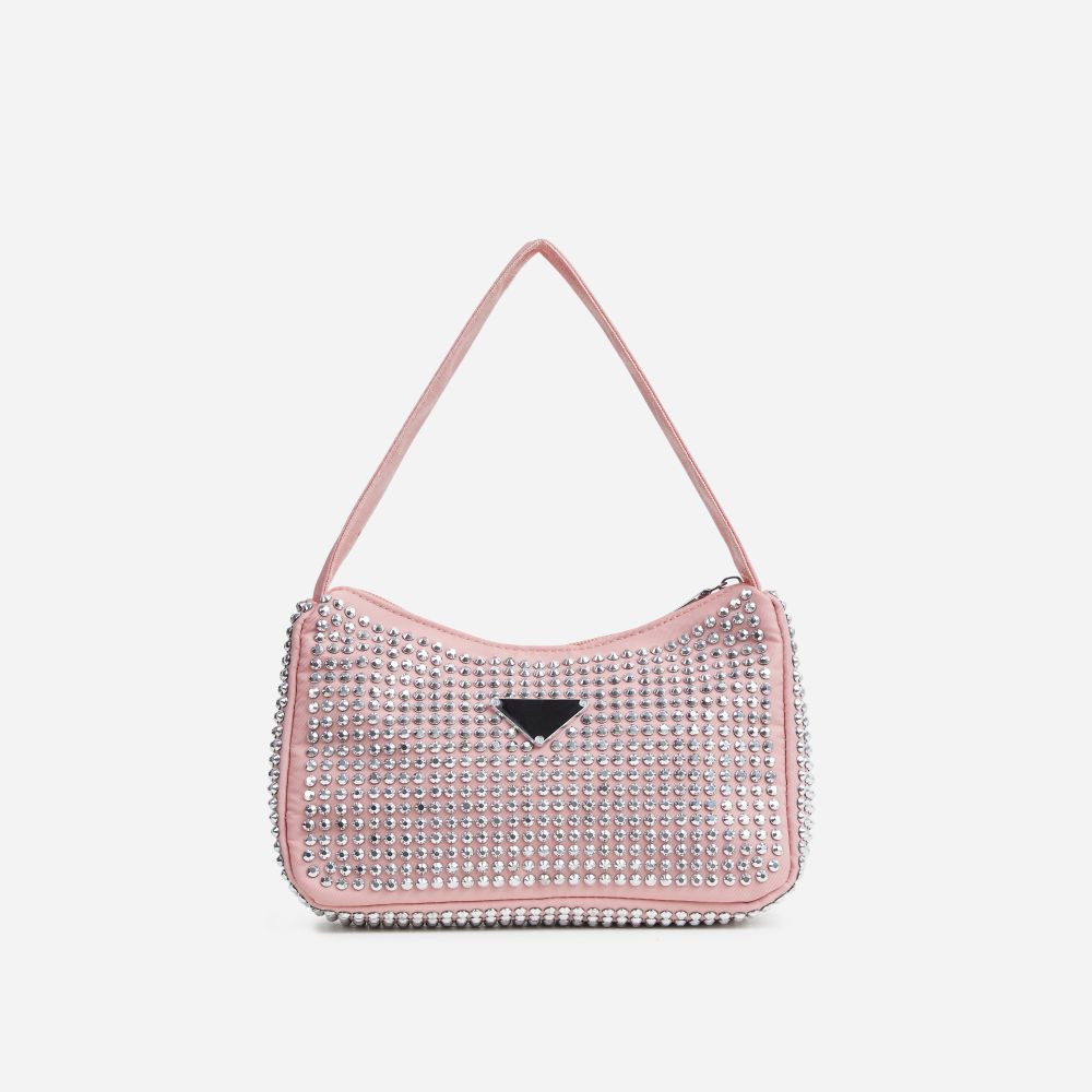 Lyra Shaped Shoulder Bag In Pink Diamante | EGO (UK)