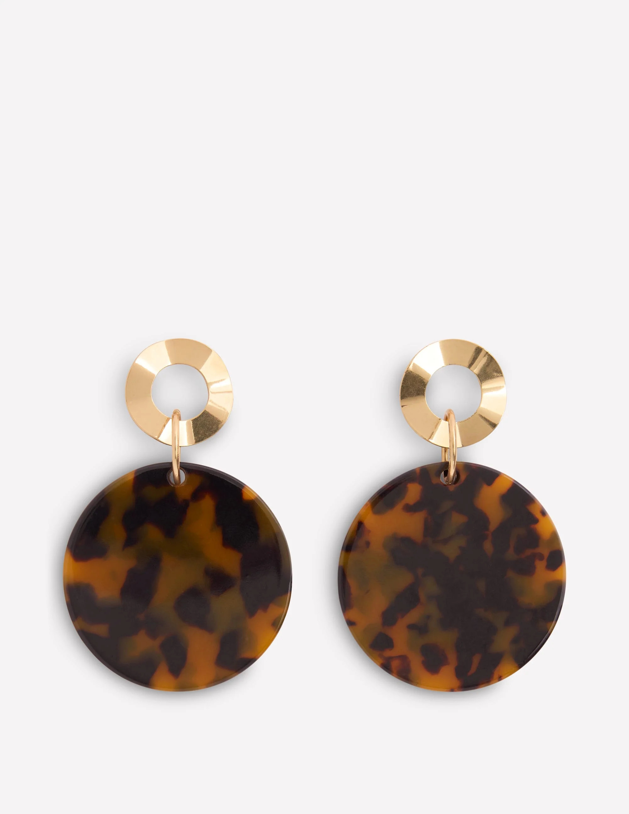 Resin Disc Earrings-Brown Tort | Boden UK