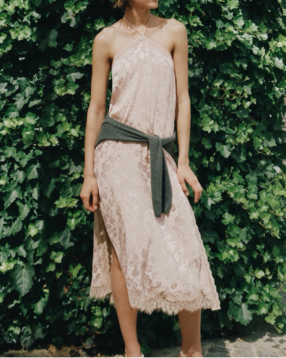 Lace trim blush pink halter midi dress

#LTKSeasonal