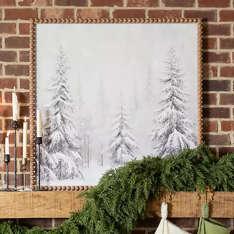 Snow Covered Woods Beaded Framed Art Print | Kirklands