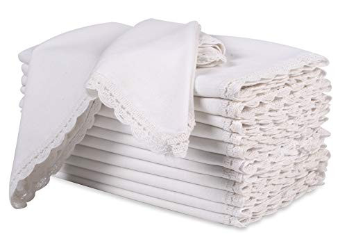 Cloth dinner Napkins With Lace -Flax Cotton -White color,20x20,Wedding Napkins,Cocktails Napkins,Din | Amazon (US)