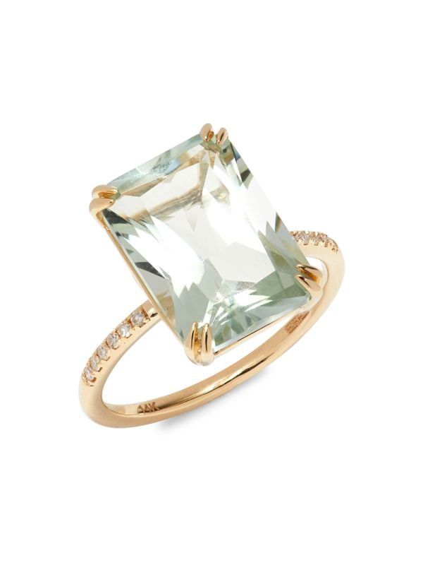 14K Yellow Gold, Diamond & Green Amethyst Ring | Saks Fifth Avenue OFF 5TH (Pmt risk)