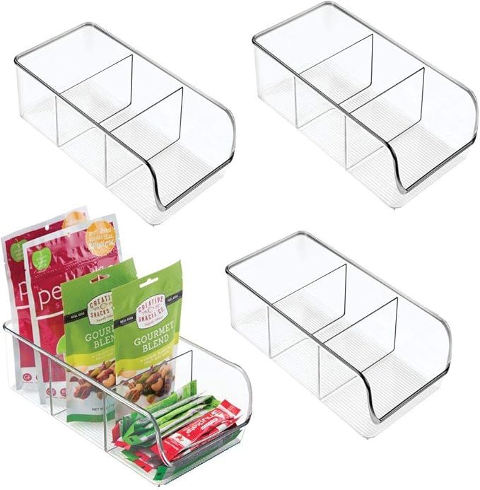 mDesign Plastic Food Storage Bin Organizer with 3 Compartments for Kitchen Cabinet, Pantry, Shelf... | Amazon (US)