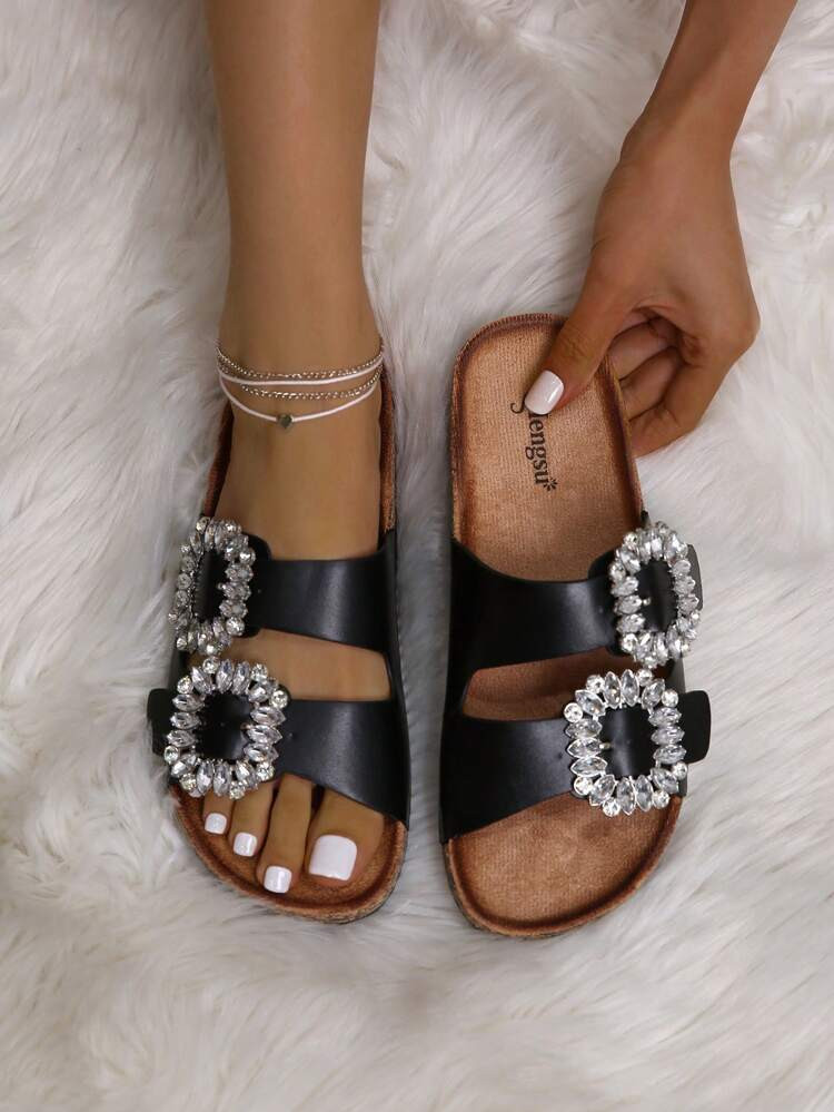 New
     
      Women Rhinestone Decor Slide Sandals, Glamorous Outdoor Footbed Sandals | SHEIN