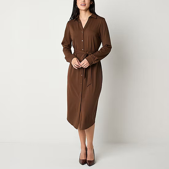 Worthington Long Sleeve Shirt Dress | JCPenney