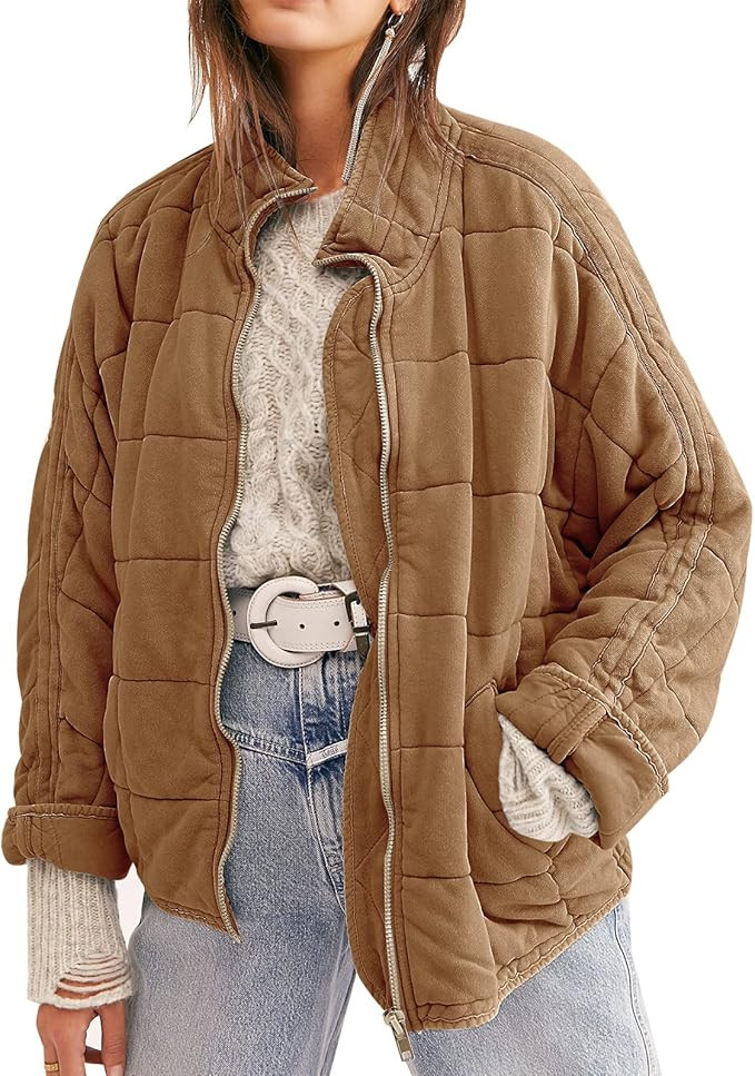 SAUKOLE Womens Winter Dolman Long Sleeve Full-zip Quilted Jacket Coat Warm Outerwear | Amazon (US)