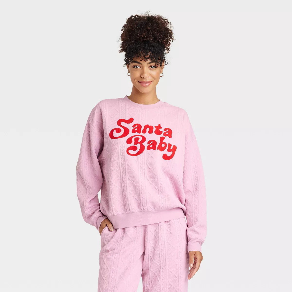 Women's Santa Baby Graphic Sweatshirt - Pink | Target