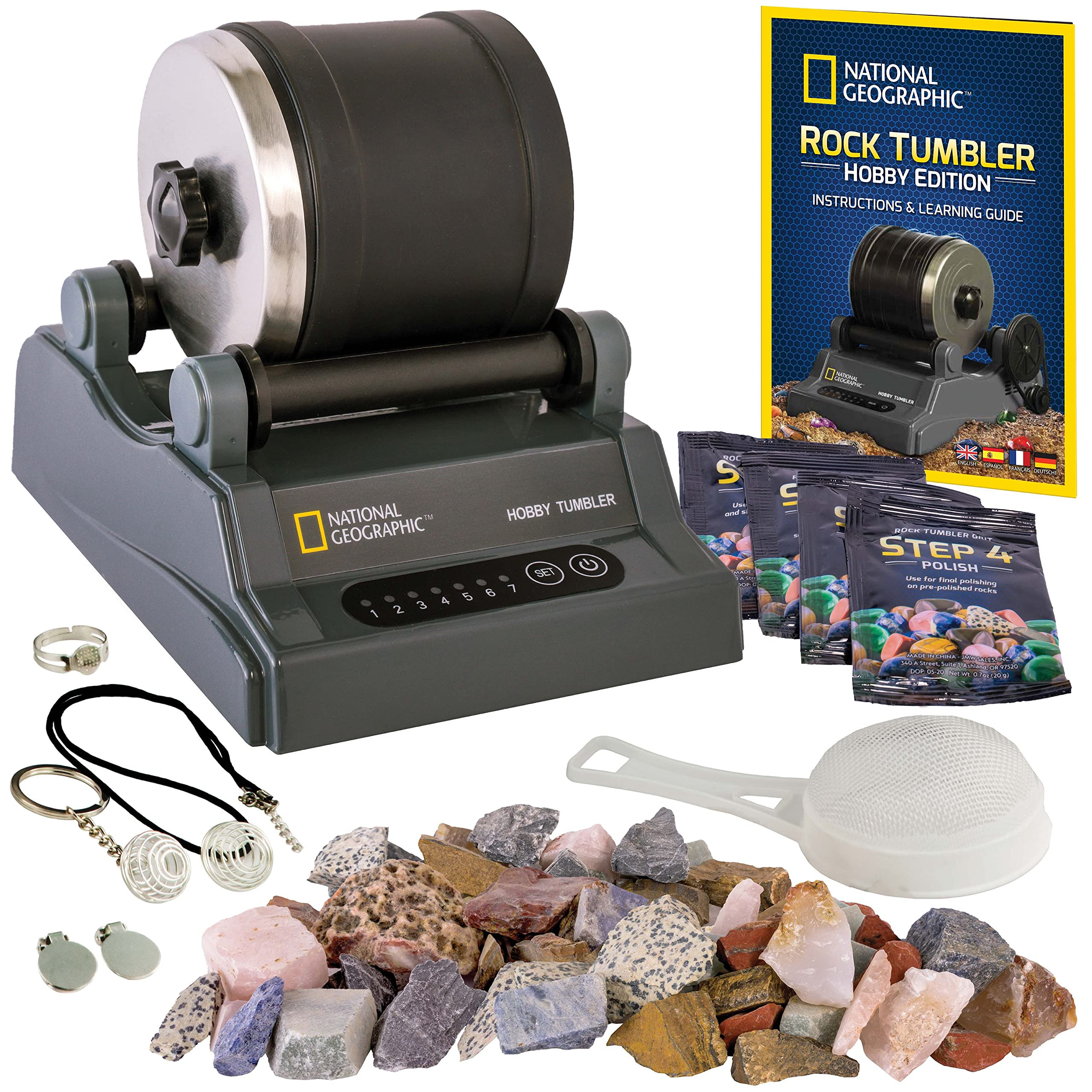 National Geographic Rock Tumbler Kit – Hobby Edition Includes Rough Gemstones, and 4 Polishing ... | Amazon (US)