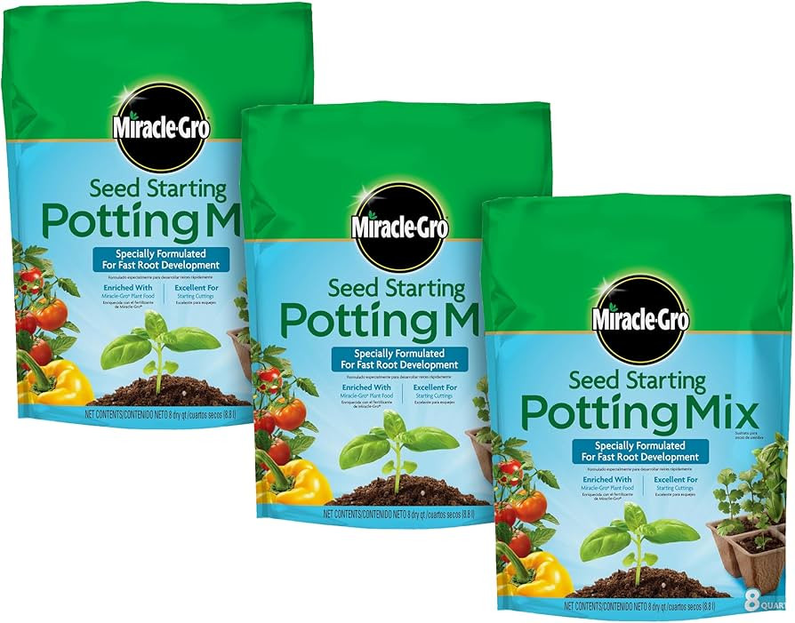 Miracle-Gro Seed Starting Potting Mix, Enriched with Plant Food, For Starting Seeds or Cuttings i... | Amazon (US)