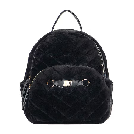 Juicy By Juicy Couture Love On Top Faux Fur Womens Logo Backpack, One Size, Black | JCPenney
