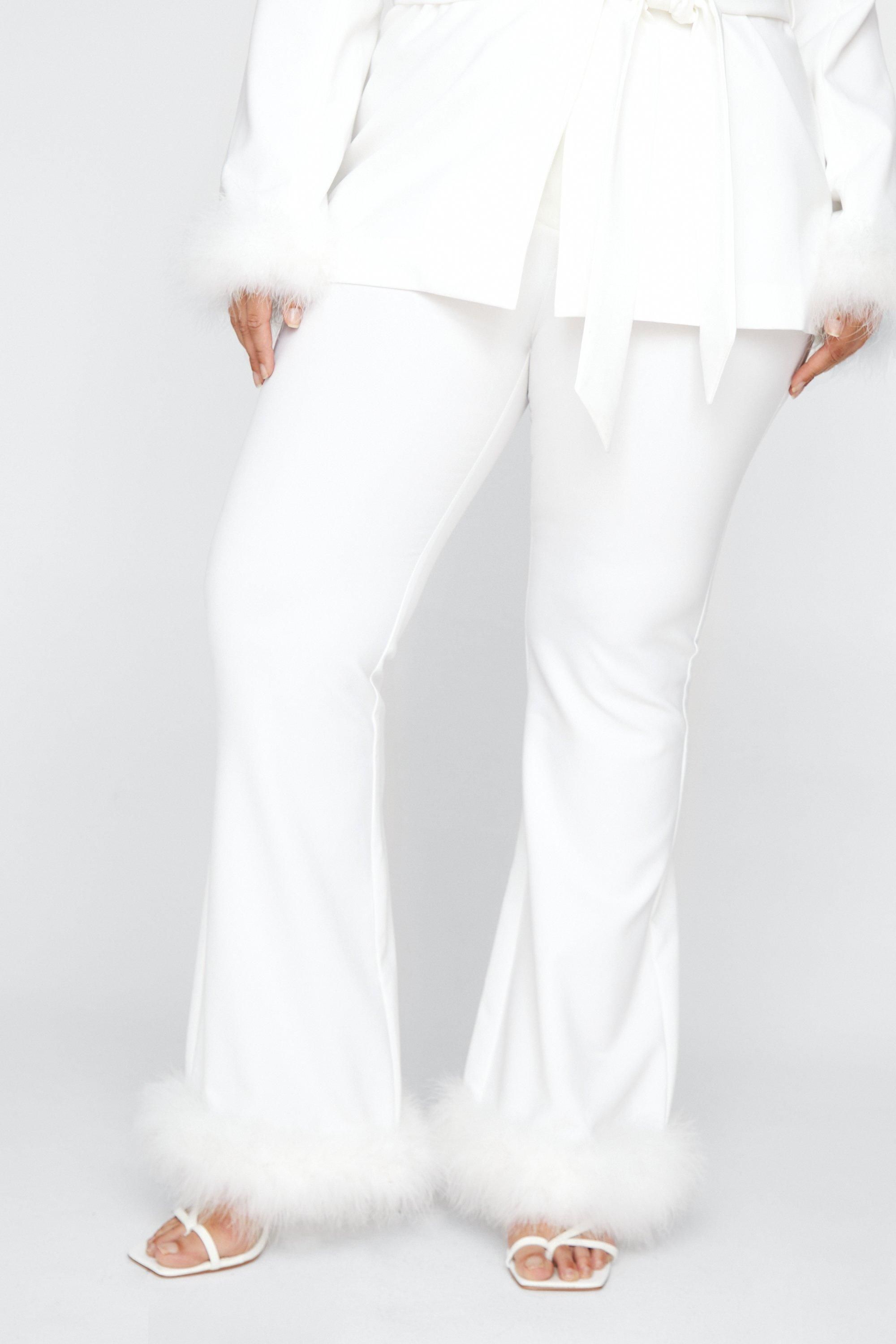 Plus Size Flared Pants With Feather Trims | Nasty Gal (US)
