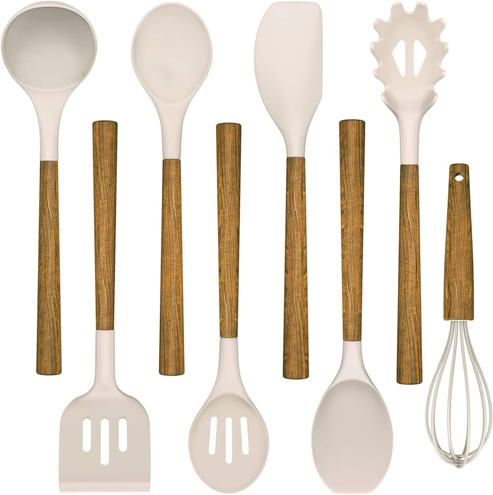 Silicone Cooking Utensil Set,Umite Chef 8-Piece Kitchen Utensils Set with Natural Acacia Wooden H... | Amazon (US)