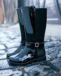 Girls Rhinestone Bow Boots - black | The Children's Place