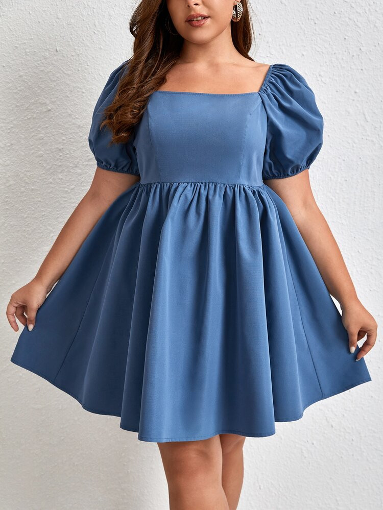 SHEIN SXY Plus Off Shoulder Puff Sleeve Dress | SHEIN