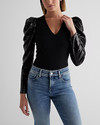 Click for more info about V-neck Sequin Puff Sleeve Bodysuit