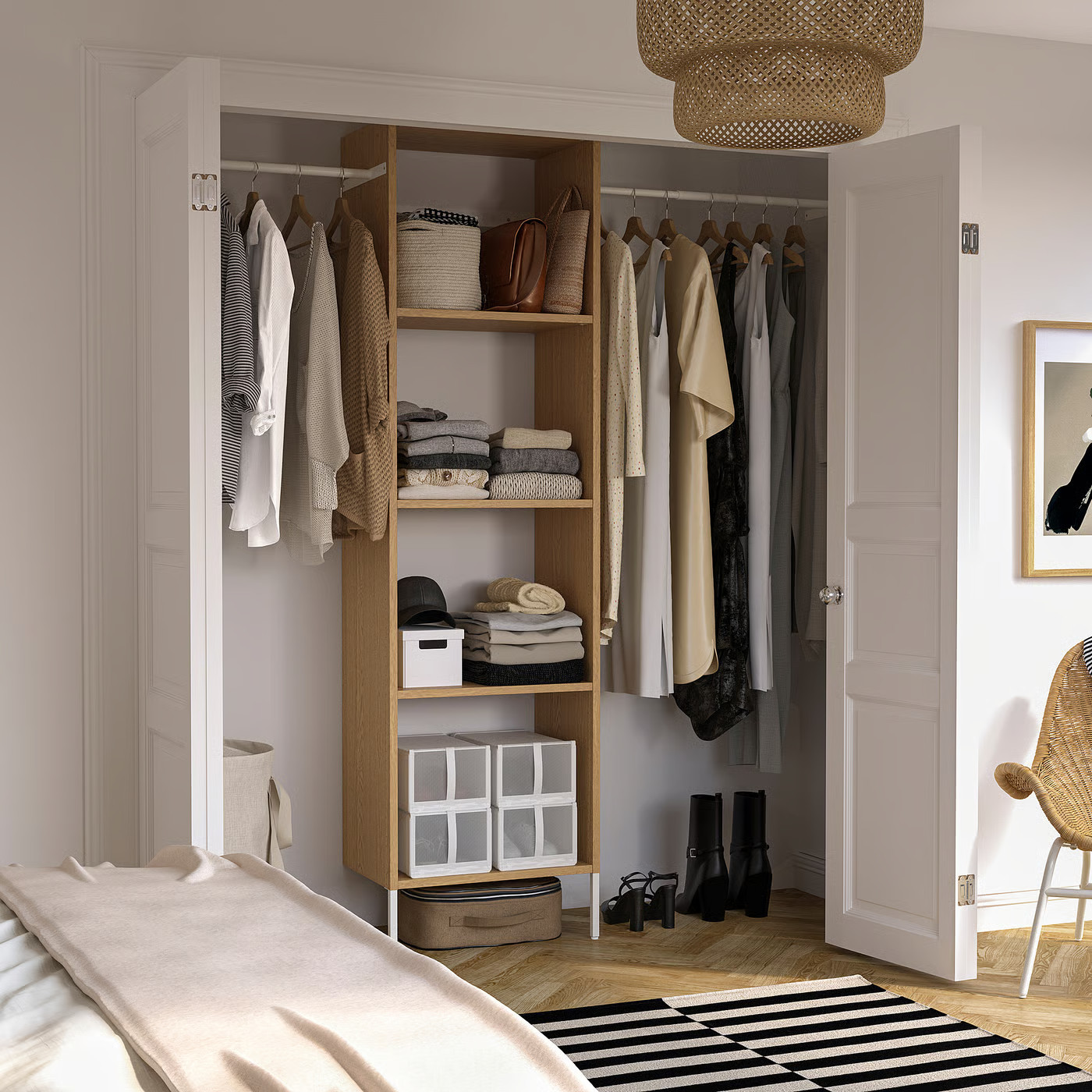 IKEA AURDAL wardrobe combination, oak veneer/white, 68 1/2-94 1/2x15 3/4x87 | IKEA US