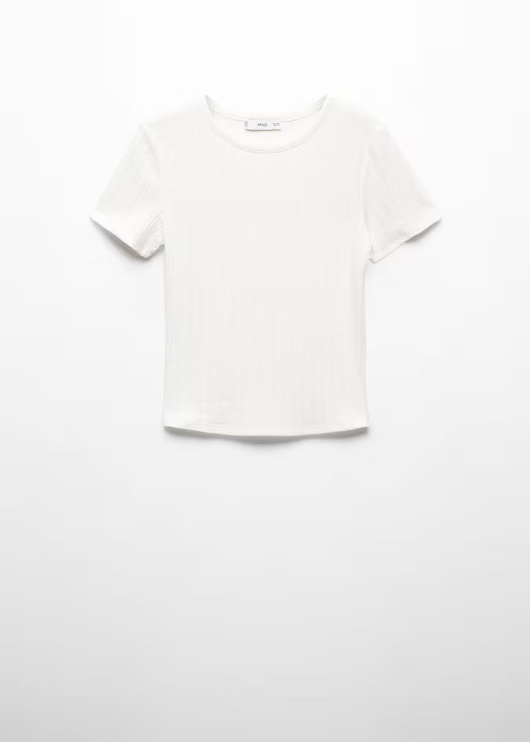 T-shirt maille côtelée texture | MANGO (FR)