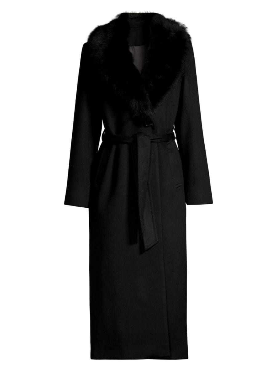 Shearling Long Belted Wrap Coat | Saks Fifth Avenue