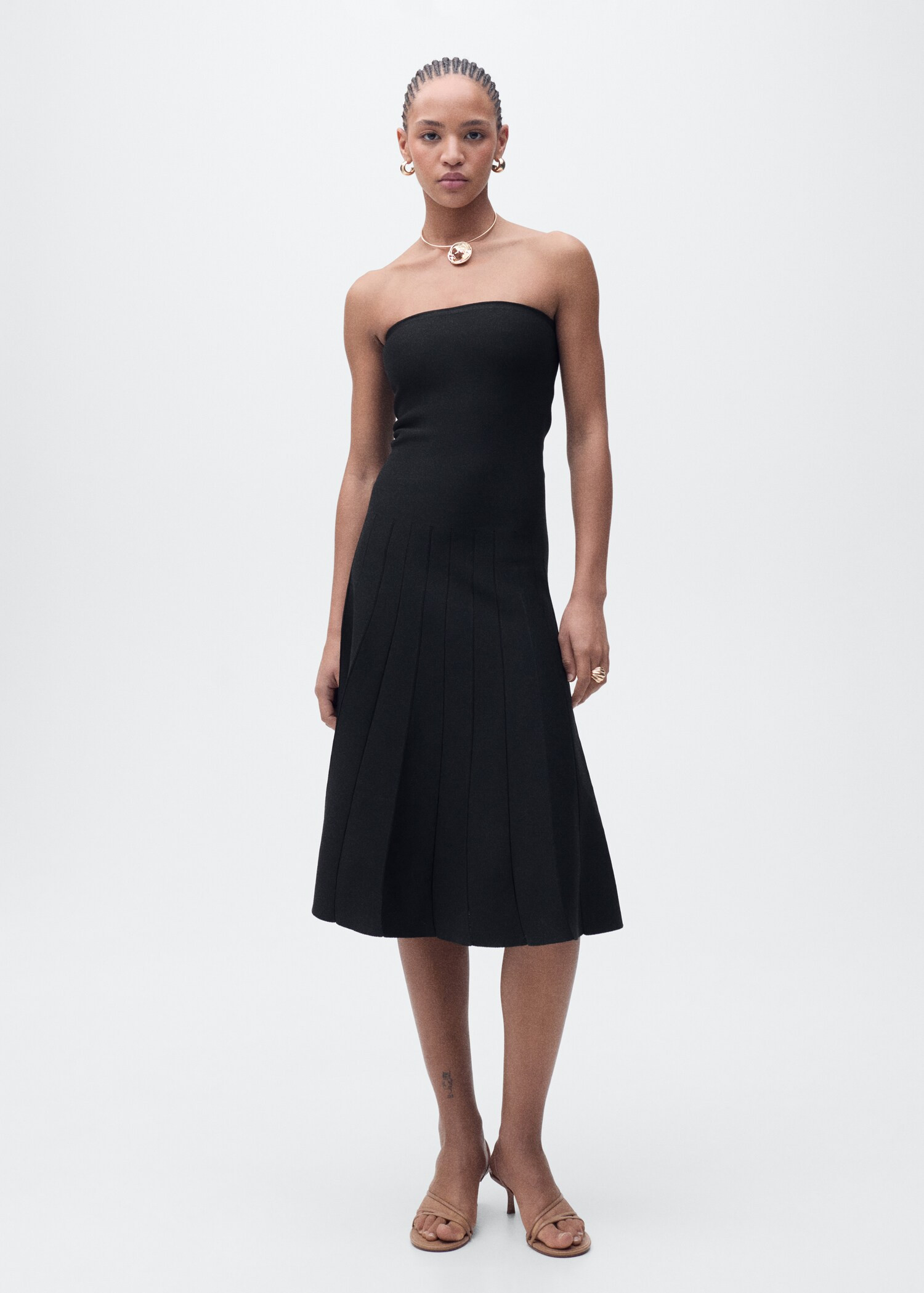 Strapless flared knitted dress - Women | MANGO USA | Mango (US/MX/AU)
