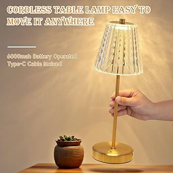 Cordless Table Lamps Set of 2, 6000mAh Battery Operated LED Gold Small Table Lamp 3 Color Steples... | Amazon (US)