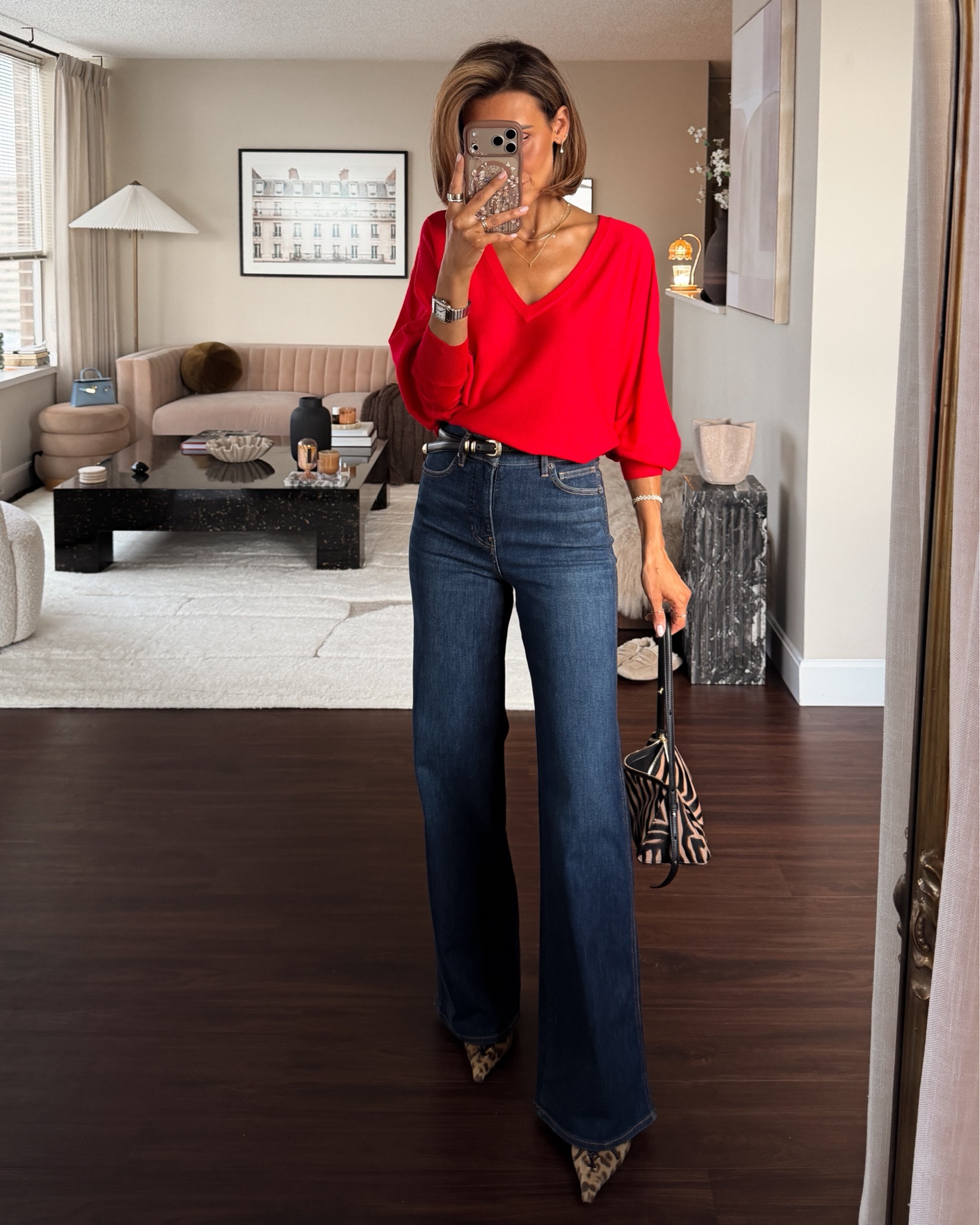 The most flattering pair of jeans I own! ❤️ paired with the newest Zara v-neck pullover! Size 25/xs 
Fall style, chic fall outfit

#LTKootd #LTKgrwm #LTKSeasonal