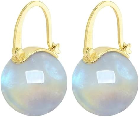 HUGE TOMATO 925 Sterling Silver Simulated Shell Pearl Earrings for Women Trendy, Big Pearl Drop E... | Amazon (US)