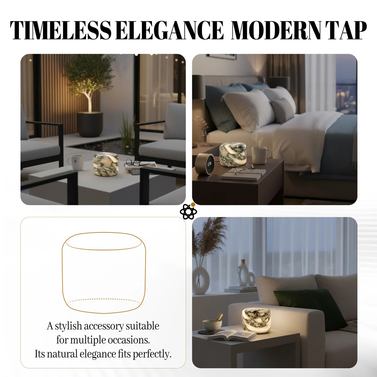 Natural Marble Cylinder Marble Pat Lamp, Touch Control Rechargeable Night Light, Soft Ambient Glo... | Wayfair North America