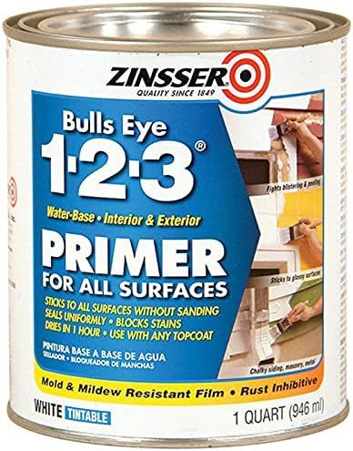 Zinsser 02004 Bulls Eye 1-2-3 All Surface Primer, Quart, White | Amazon (US)