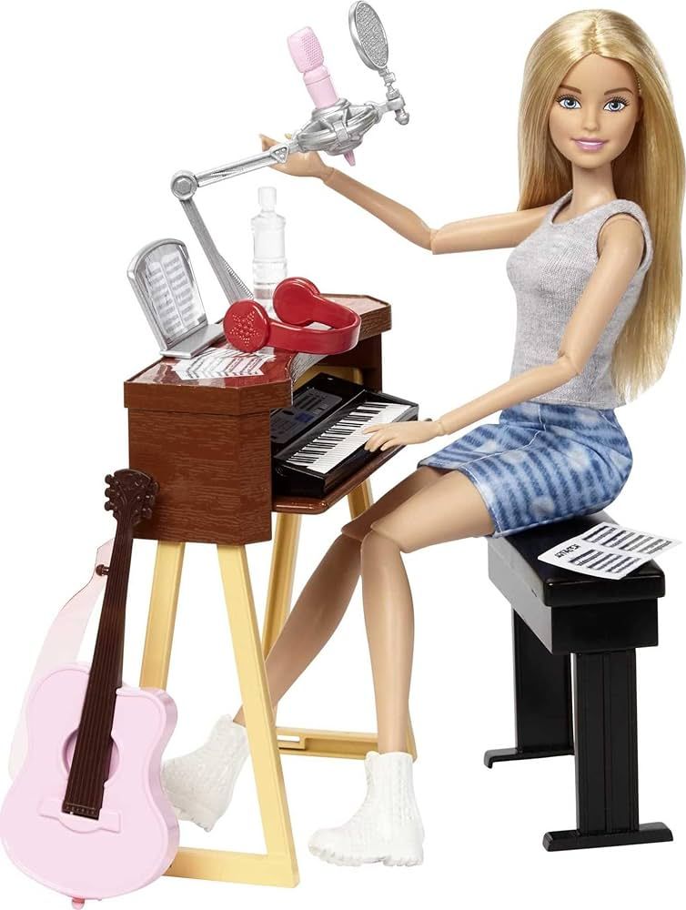 Barbie Musician Doll & Accessories, Music-Themed Playset with Guitar, Keyboard, 2 Mics & More, Bl... | Amazon (US)