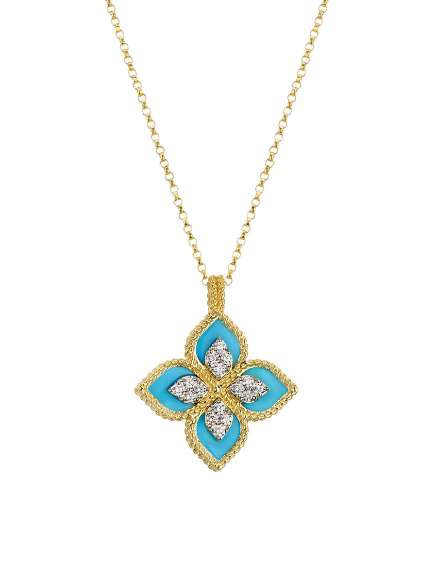 Venetian Princess 18K Yellow Gold, Turquoise & 0.15 TCW Diamond Pendant Necklace | Saks Fifth Avenue