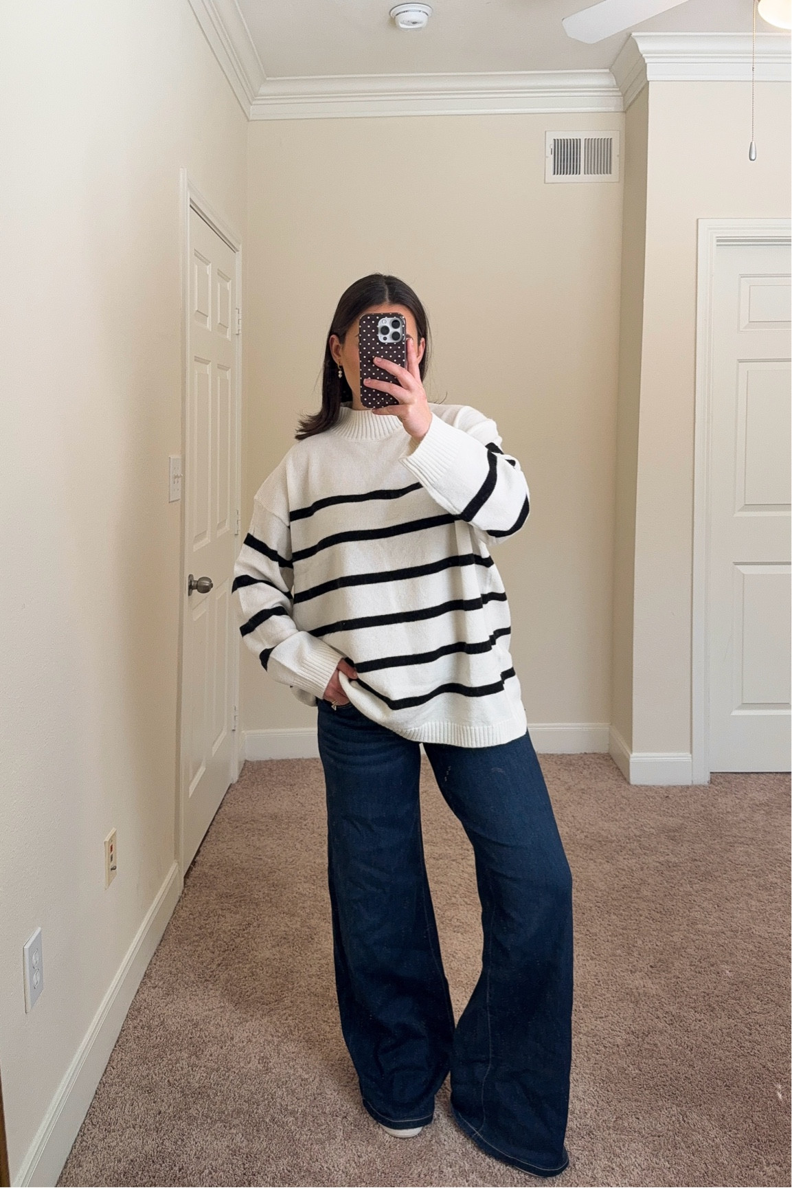 sweater & jeans are true to size. Jeans are mid rise & super stretchy :) 

#LTKFindsUnder50 #LTKStyleTip #LTKSaleAlert