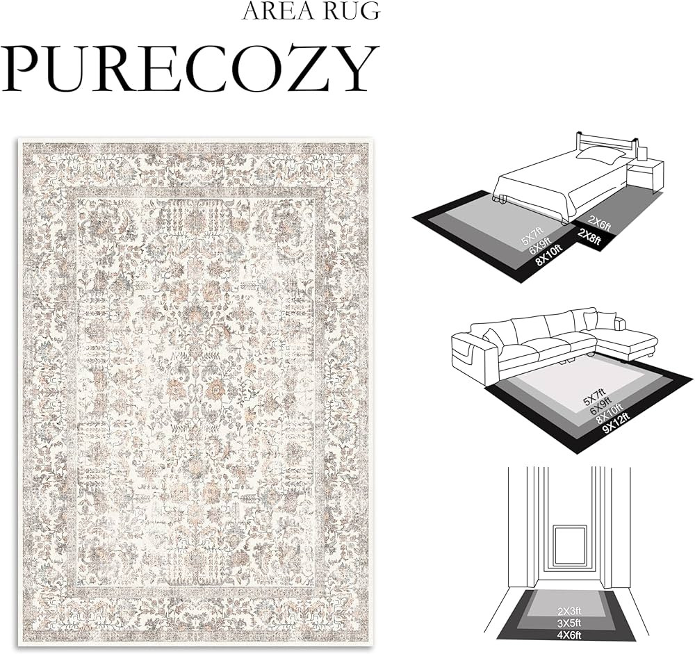 Red Area Rug 5x7 Indoor Vintage Living Room Kitchen Carpet Washable Distressed Rug Floral Bedroom Rug Retro Accent Throw Rug for Office Dining Room Nursery | Amazon (US)