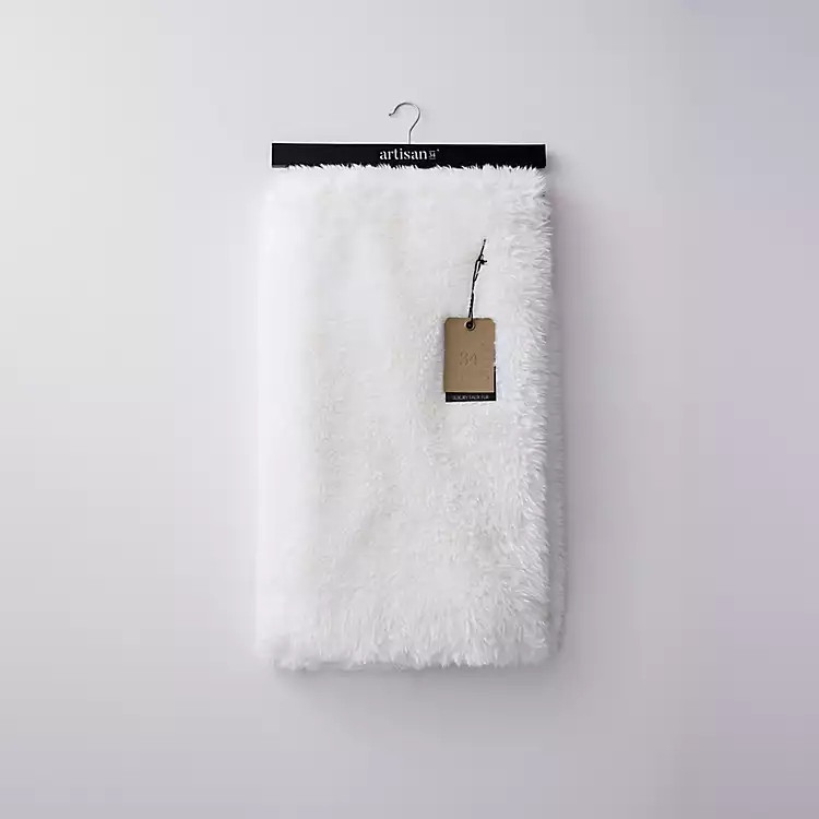 Ivory Faux Fur and Mink Reversible Throw | Kirkland's Home