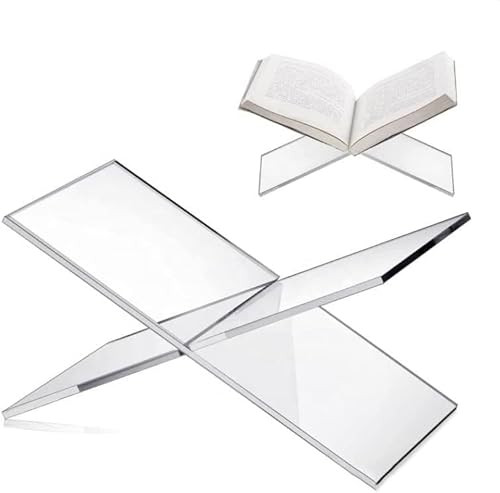 Clear Acrylic Book Holder, Large Open Book Display Stand for Cookbook Art Book Bible Textbook Magazine, 2-Piece Reading Book Stand for Coffee Table, Desk, Kitchen Counter, 6" x 11" x 6" (Regular) | Amazon (US)