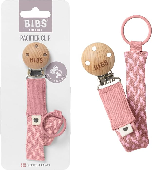 BIBS Paci Braid Dummy Chain Organic Cotton Danish Design, One Size (0-36 Months), Dusty Pink | Amazon (US)
