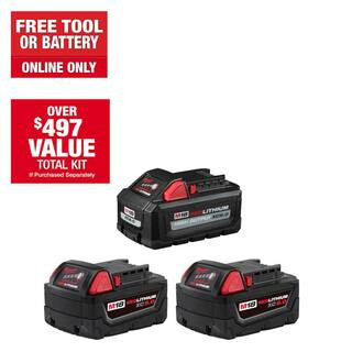 Milwaukee M18 18-Volt Lithium-Ion (1) High Output 6.0Ah Battery and (2) 5.0Ah Battery (3-Pack) 48... | The Home Depot