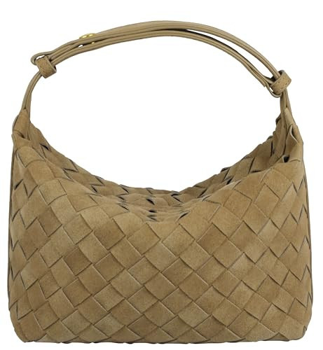 Suede Purse Bag for Women Vintage Woven Hobo Handbag Small Shoulder Bag | Amazon (US)