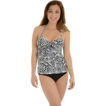 Caribbean Sand Women's Black White Tankini Swim Suit 2 Piece Set Print | Walmart (US)