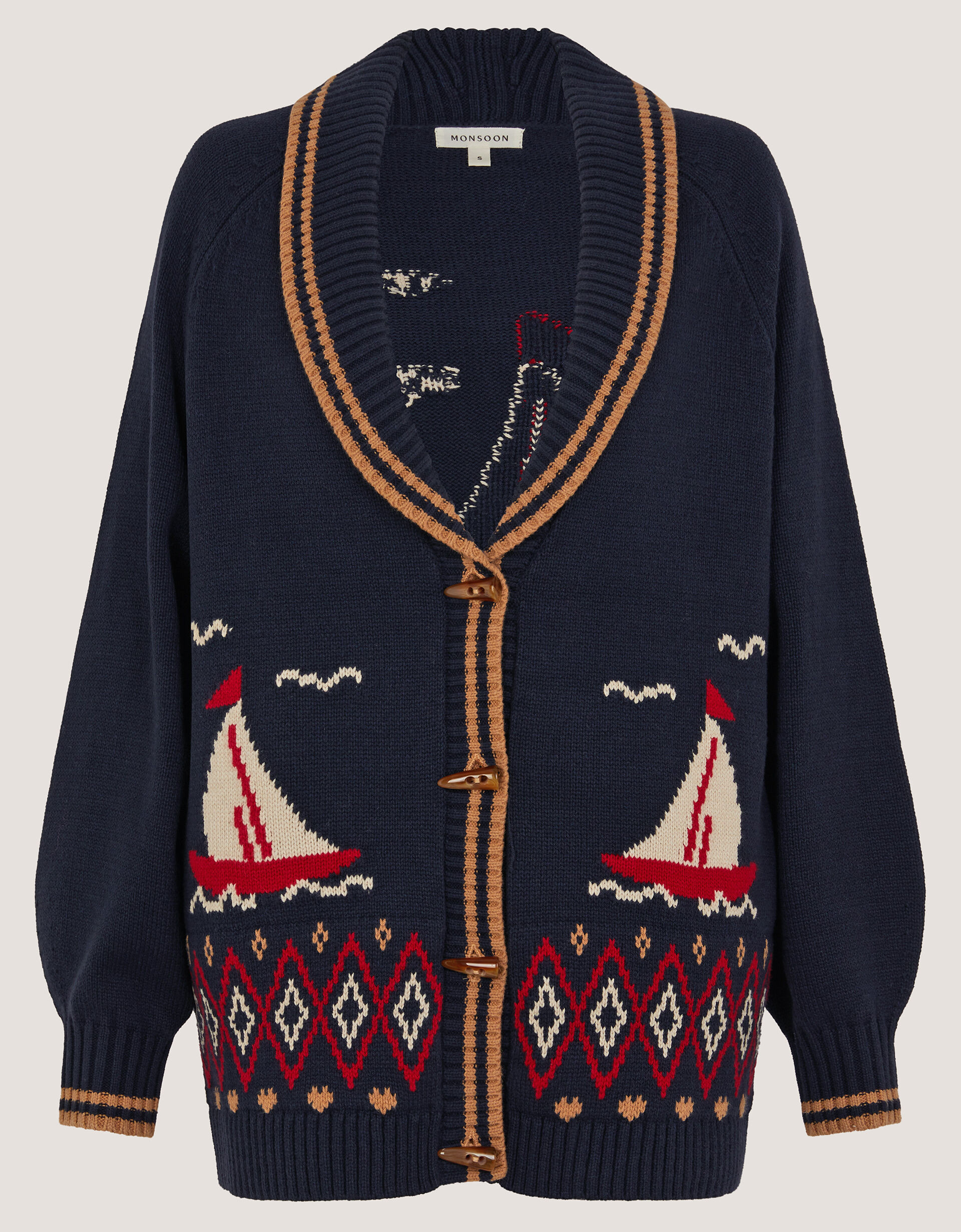 Sapna Intarsia Sailor Cardigan Blue | Monsoon (UK)